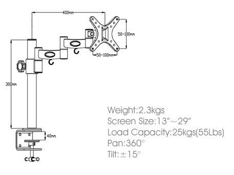 BEST 10-23" TV/Monitor Single Screen Desk Mount