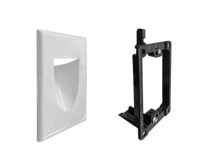 BestMounts Combo: Recessed (Inward) 1-Gang Cable Pass-Through Low Voltage Snap-On Wall Plate with Drywall Retrofit Mounting Bracket | BLVINS1