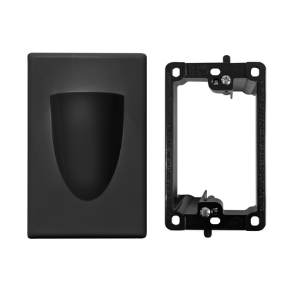 BestMounts Combo: Scoop (Outward) 1-Gang Cable Pass-Through Low Voltage Snap-On Wall Plate with Drywall Retrofit Mounting Bracket | BLVONS1
