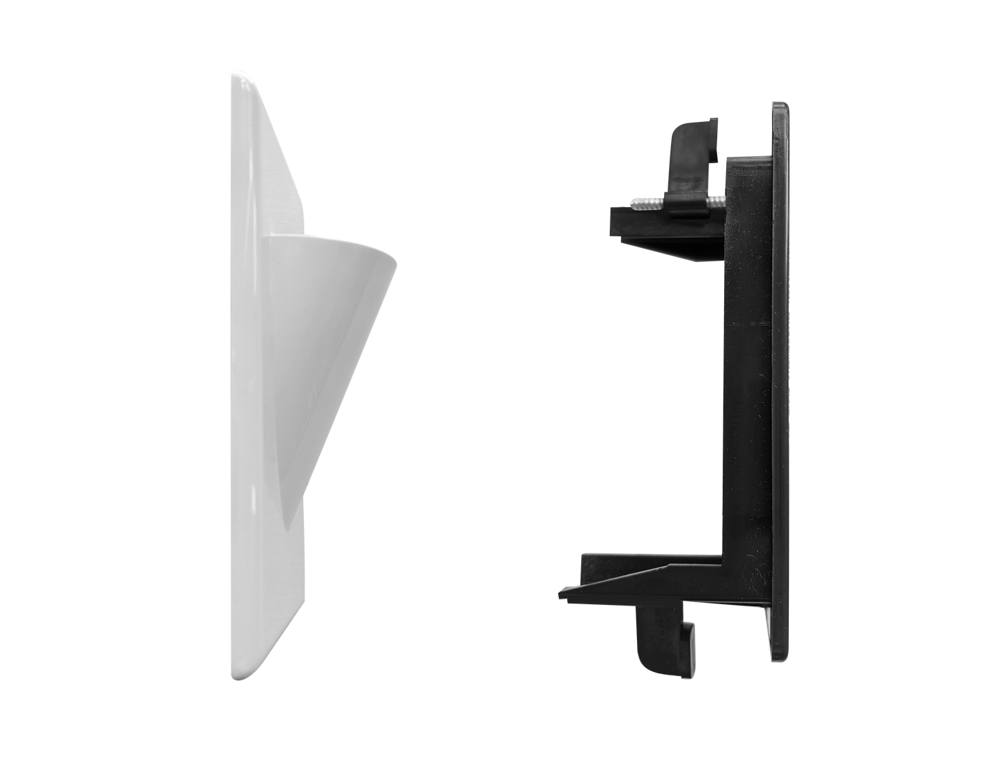 BestMounts Combo: Scoop (Outward) 1-Gang Cable Pass-Through Low Voltage Snap-On Wall Plate with Drywall Retrofit Mounting Bracket | BLVONS1