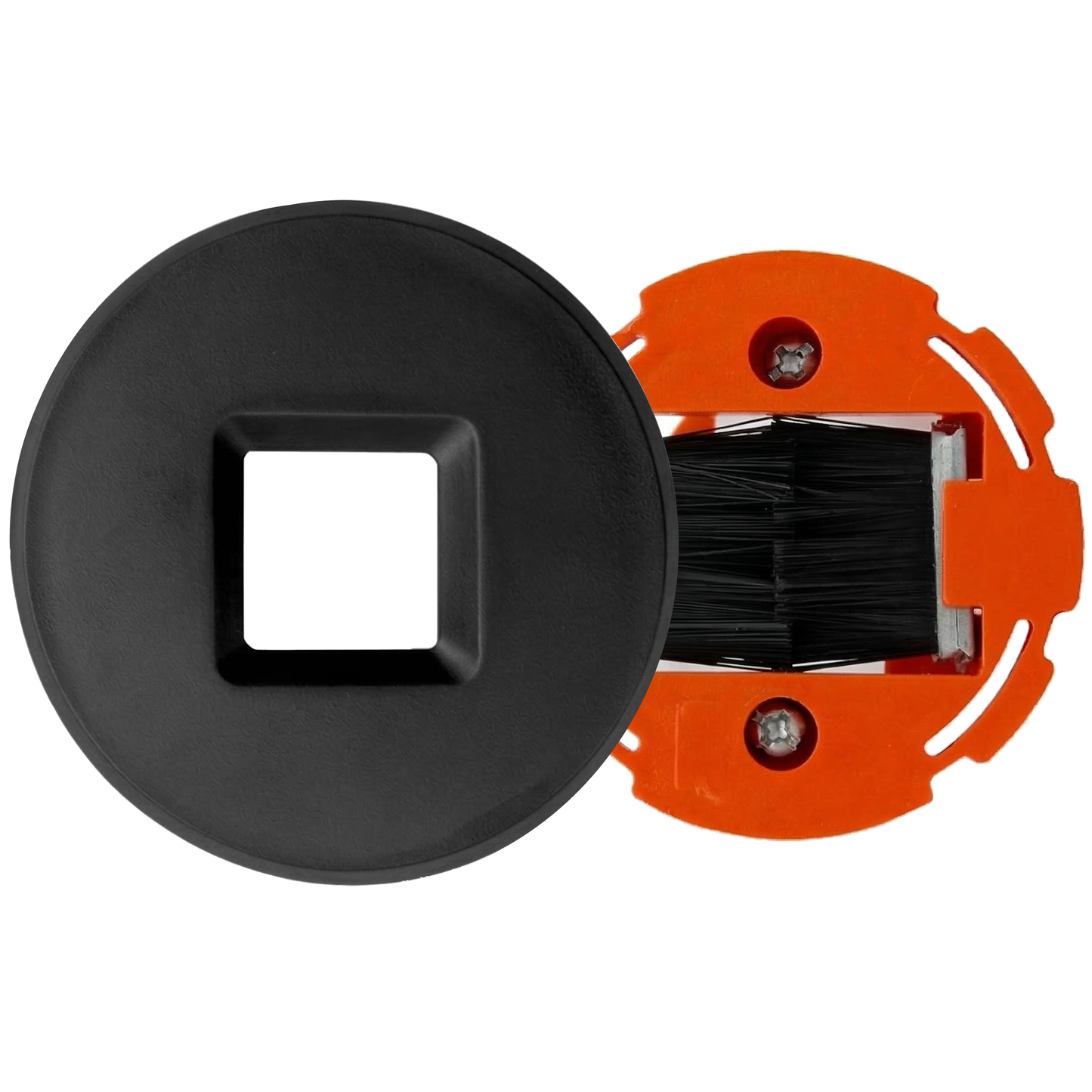 BestMounts Combo: Brush Round 1-Gang Cable Pass-Through Low Voltage Snap-On Wall Plate with Drywall Retrofit Mounting Bracket | BMROUNDBRS