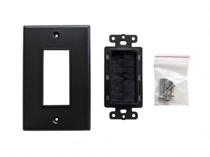 BestMounts Brush Decorator 1-Gang Cable Pass-Through Low Voltage Wall Plate | BWPBRUSH1