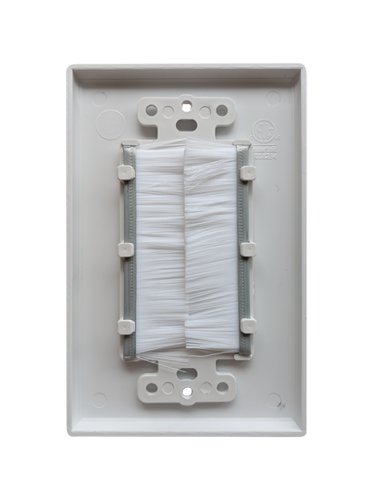 BestMounts Brush Decorator 1-Gang Cable Pass-Through Low Voltage Wall Plate | BWPBRUSH1