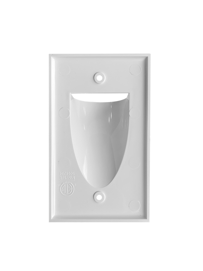 BestMounts Scoop (Outward) 1-Gang Cable Pass-Through Low Voltage Wall Plate | BWPON1