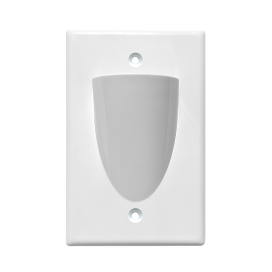 BestMounts Scoop (Outward) 1-Gang Cable Pass-Through Low Voltage Wall Plate | BWPON1