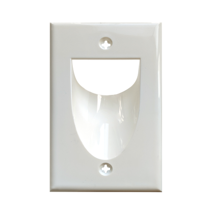 BestMounts Recessed (Inward) 1-Gang Cable Pass-Through Low Voltage Wall Plate | BWPW1