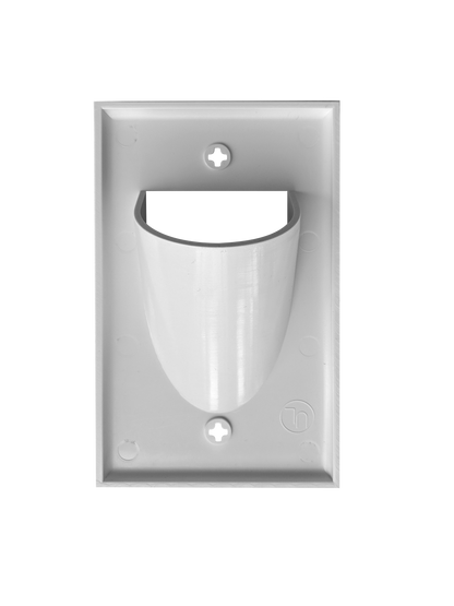 BestMounts Recessed (Inward) 1-Gang Cable Pass-Through Low Voltage Wall Plate | BWPW1