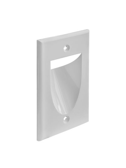 BestMounts Recessed (Inward) 1-Gang Cable Pass-Through Low Voltage Wall Plate | BWPW1