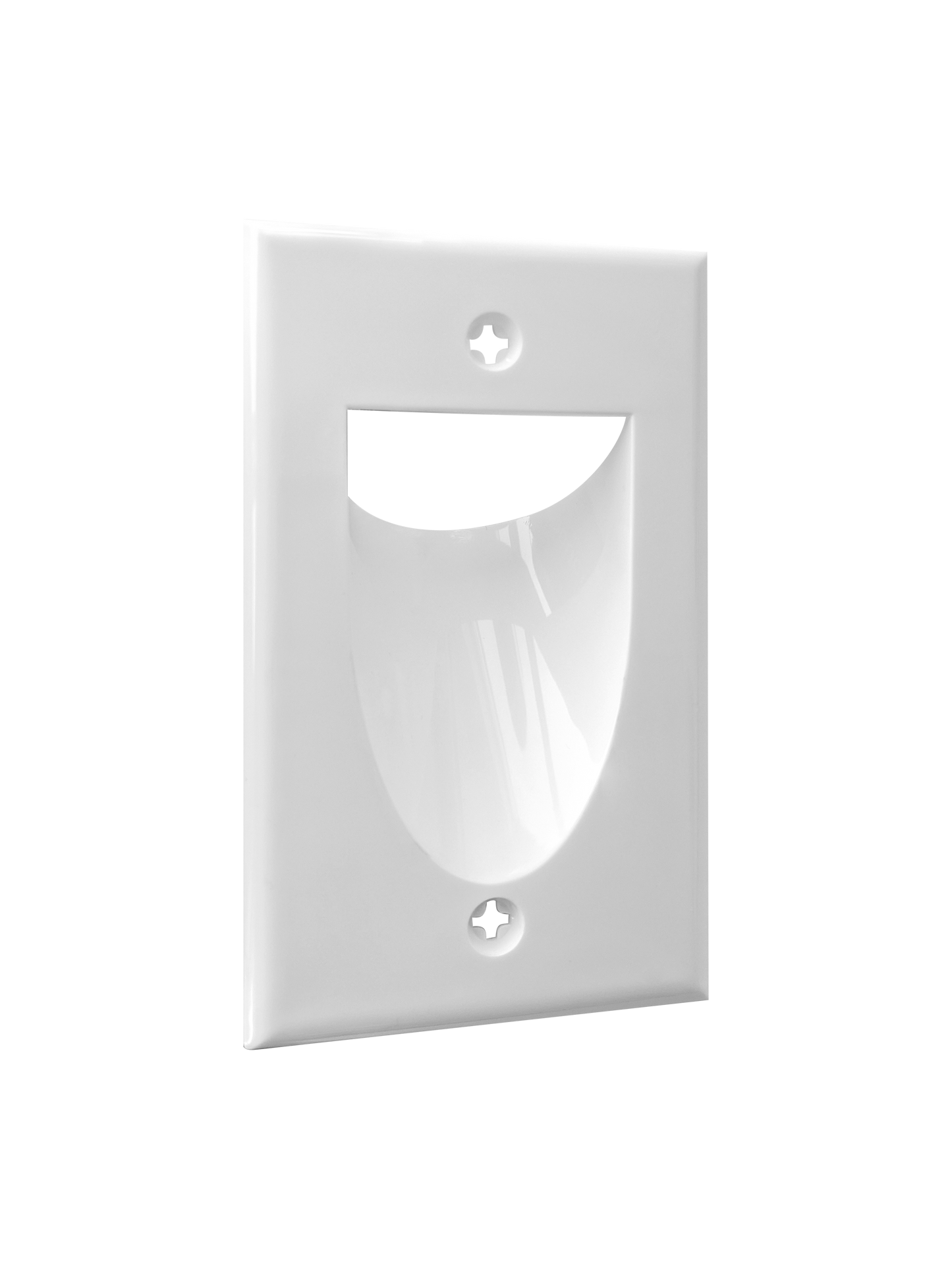 BestMounts Recessed (Inward) 1-Gang Cable Pass-Through Low Voltage Wall Plate | BWPW1