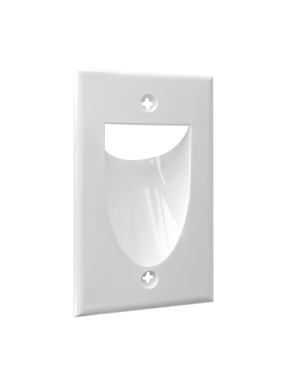 BestMounts Recessed (Inward) 1-Gang Cable Pass-Through Low Voltage Wall Plate | BWPW1