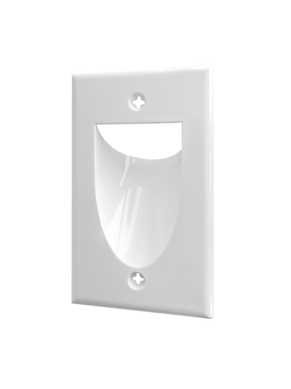 BestMounts Recessed (Inward) 1-Gang Cable Pass-Through Low Voltage Wall Plate | BWPW1