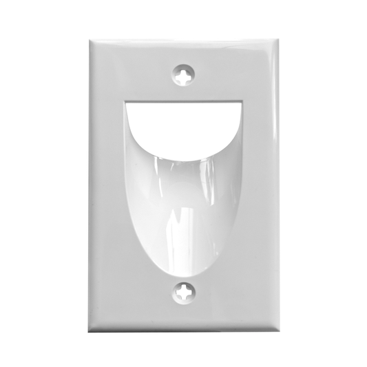 BestMounts Recessed (Inward) 1-Gang Cable Pass-Through Low Voltage Wall Plate | BWPW1