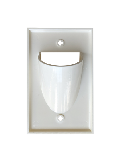 BestMounts Recessed (Inward) 1-Gang Cable Pass-Through Low Voltage Wall Plate | BWPW1
