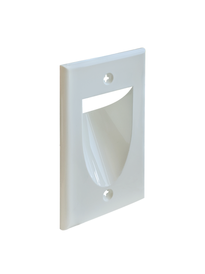 BestMounts Recessed (Inward) 1-Gang Cable Pass-Through Low Voltage Wall Plate | BWPW1