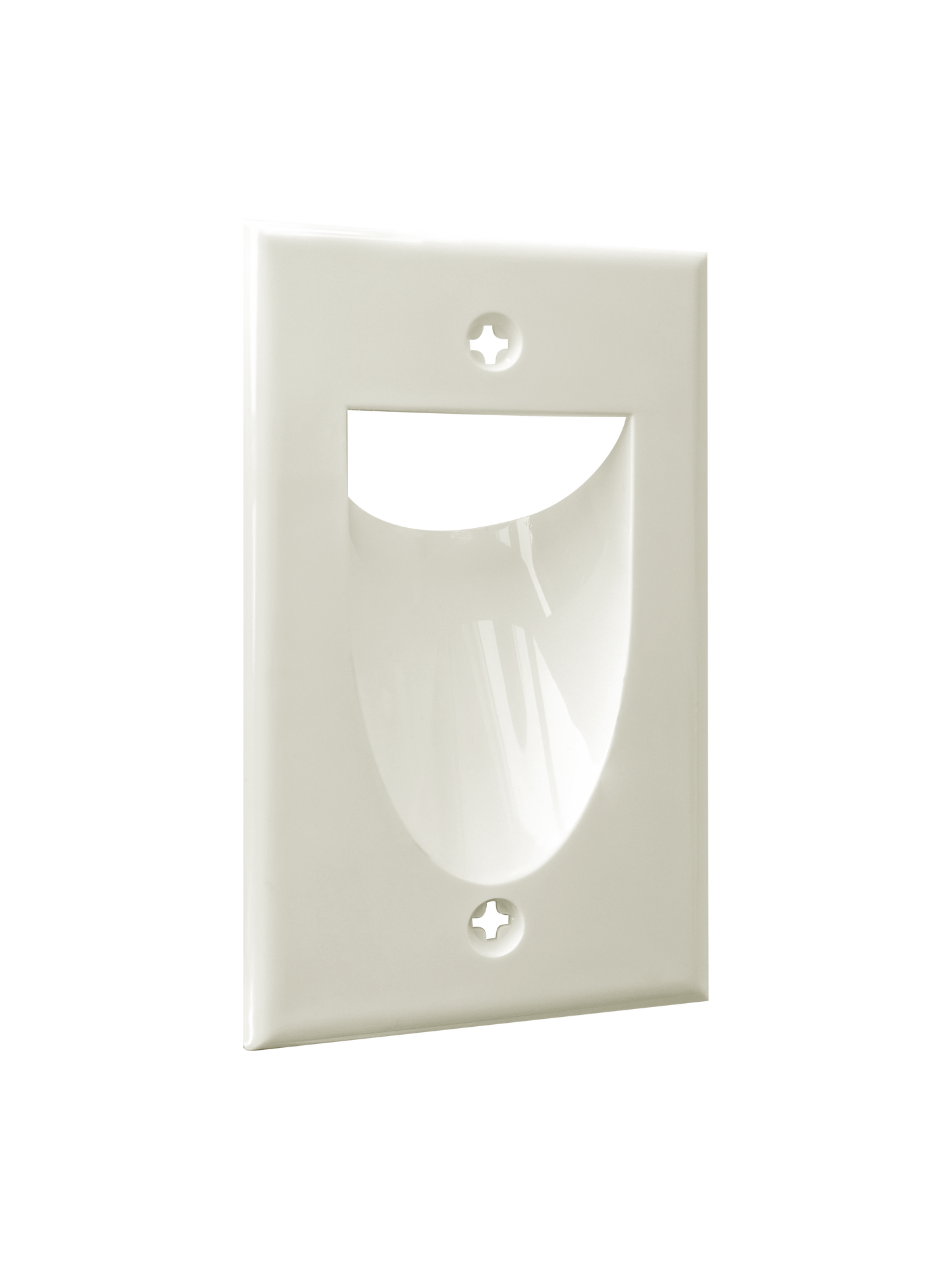 BestMounts Recessed (Inward) 1-Gang Cable Pass-Through Low Voltage Wall Plate | BWPW1