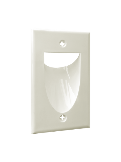 BestMounts Recessed (Inward) 1-Gang Cable Pass-Through Low Voltage Wall Plate | BWPW1