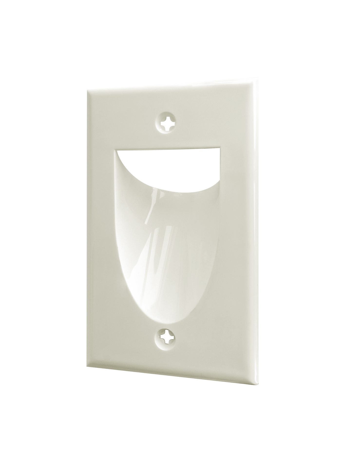 BestMounts Recessed (Inward) 1-Gang Cable Pass-Through Low Voltage Wall Plate | BWPW1