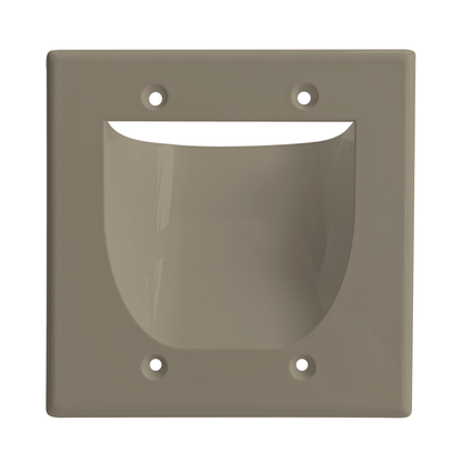 BestMounts Recessed (Inward) 2-Gang Cable Pass-Through Low Voltage Wall Plate | BWPW2