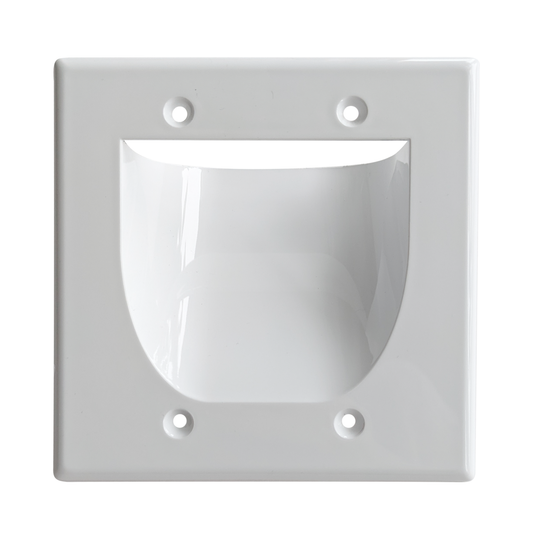 BestMounts Recessed (Inward) 2-Gang Cable Pass-Through Low Voltage Wall Plate | BWPW2