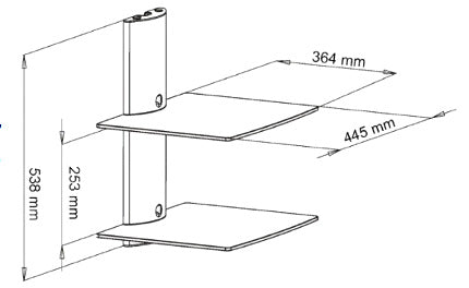 BEST 2-Deck Wall Mount Receiver Shelfing Unit